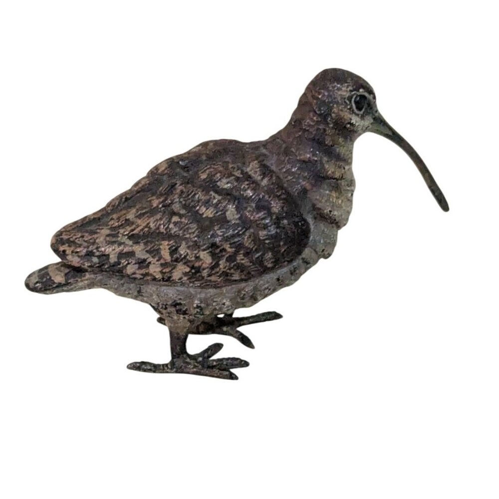Bronze Woodcock  Painted Figurine 2.75" Game Bird Sculpture  Cabinet Bronze vtg‎